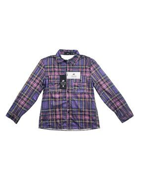 West Louis Plaid Button Front Shirt Jacket Purple Pink Size 2XL NWT